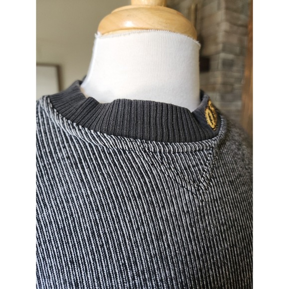 Vintage 80s QBC Club‎ Pullover Mock Neck Striped Sweatshirt Comfy Casual M - Picture 5 of 13